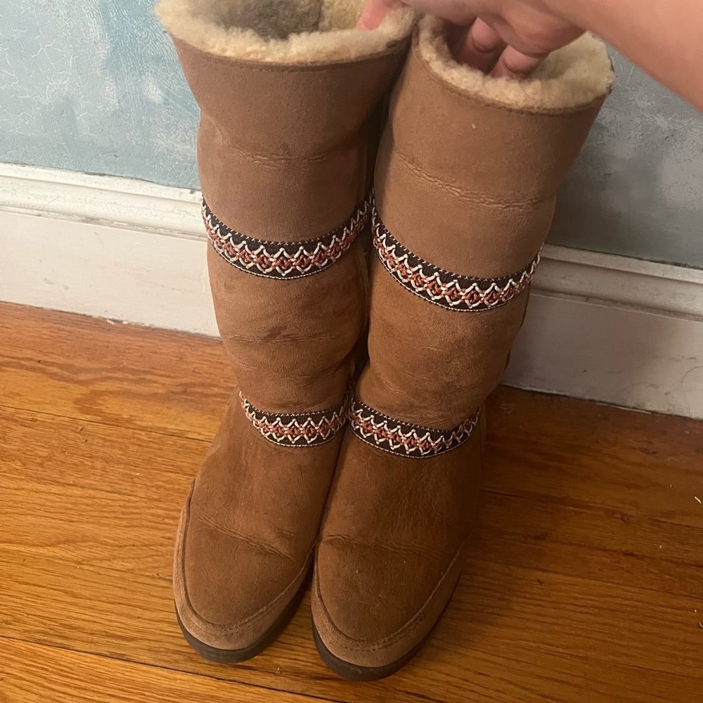 UGG Tan Shearling-Lined Winter Boots